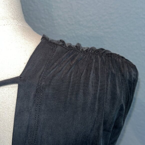 ANTHRO ANTHROPOLOGIE ERI + ALI Brielle Cupro V-Neck Black Boho Swing Dress - XS - Picture 7 of 12